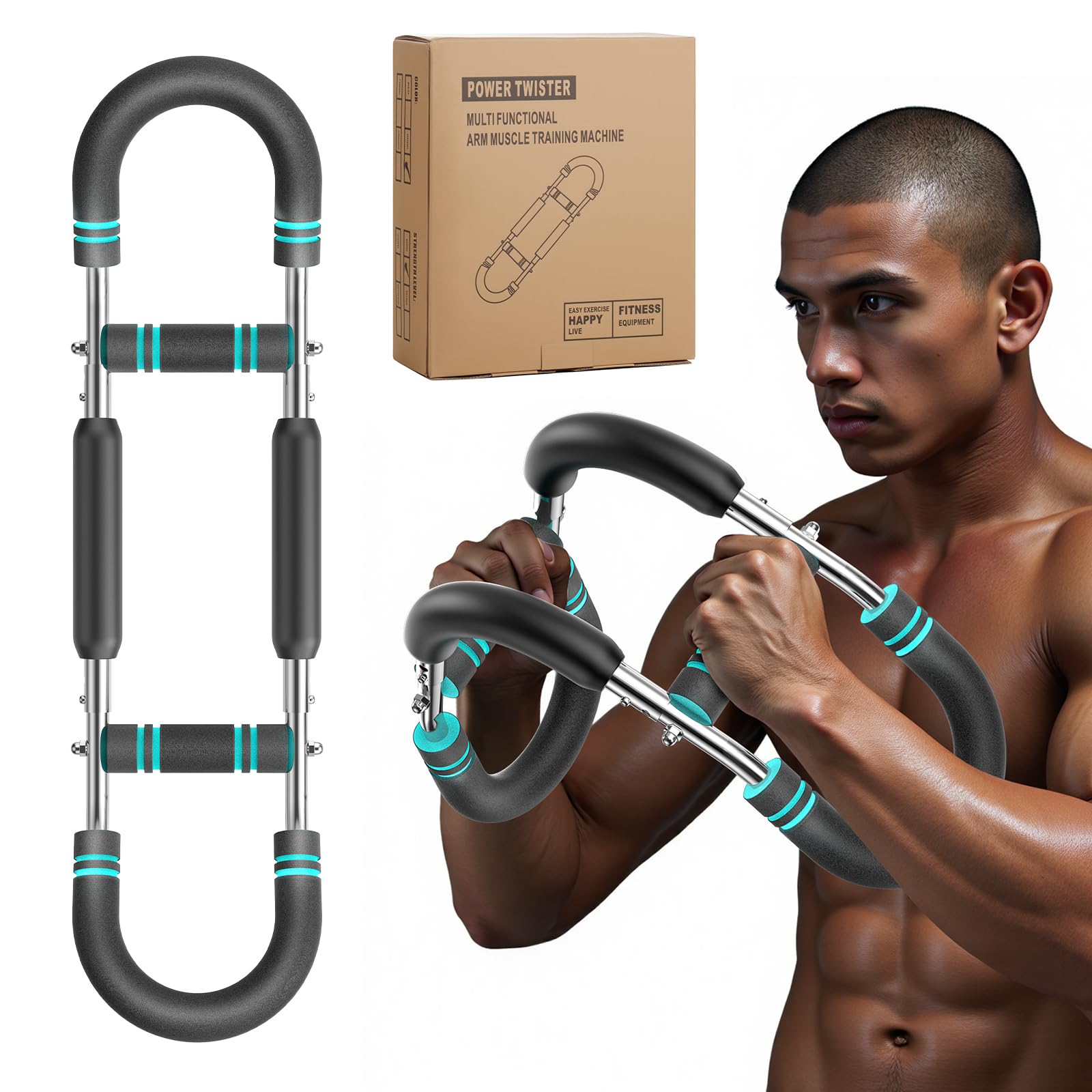 Oshhni Multifunctional Fitness Pump – Adjustable Resistance 5-25kg, Portable Strength Trainer With 2m Band & Foam Handle, Blue Gray