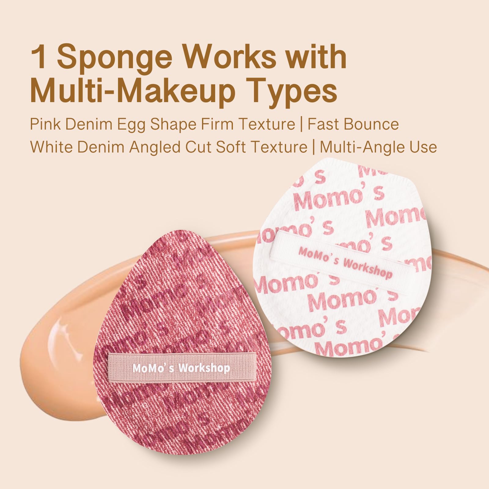 Momo's Workshop 2pcs Powder Puff, Makeup Sponge for Liquid Foundation Ultra Soft Face Powder Puff, Hypoallergenic - Image 3