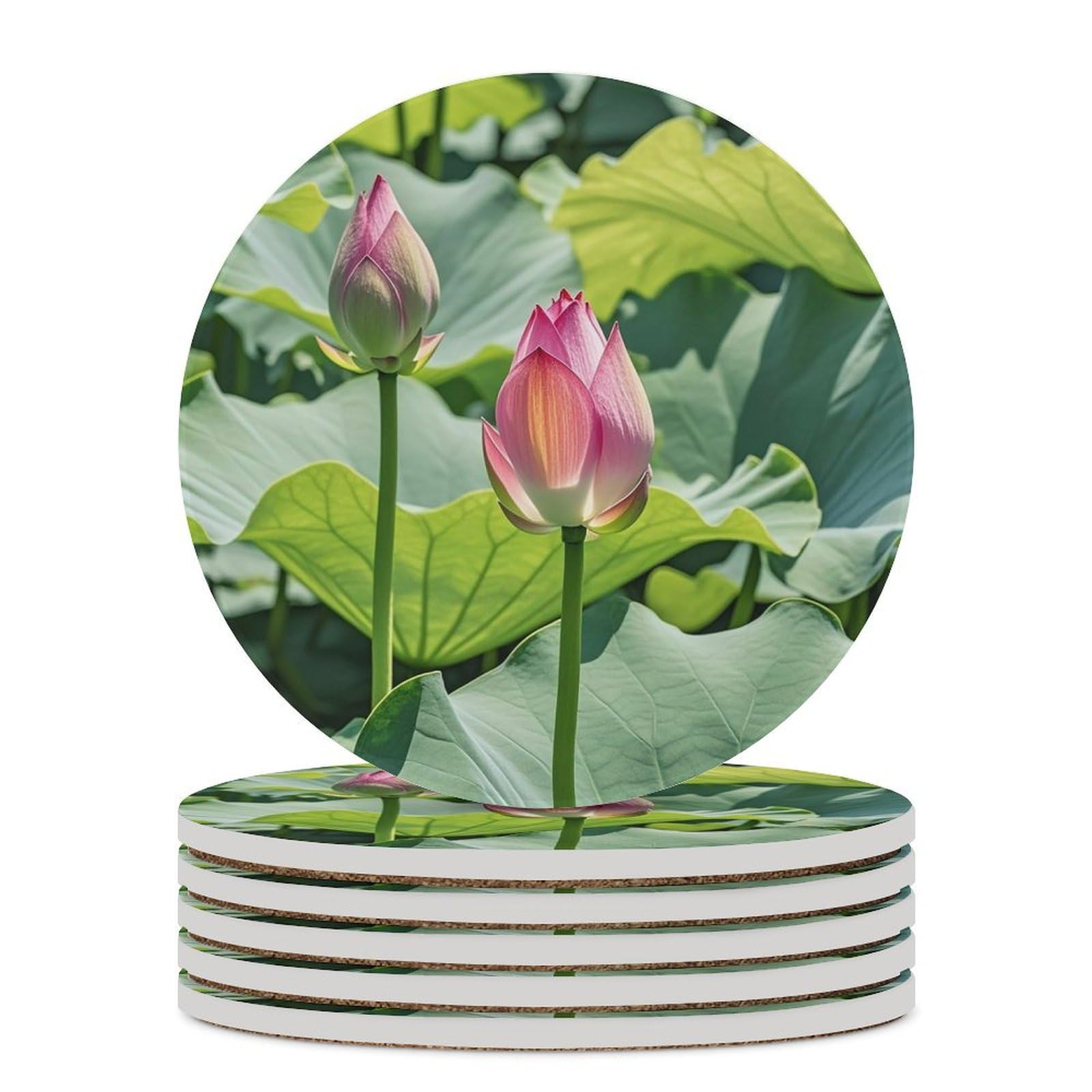 Dessous de verre en céramique lotus pour apéritif et table basse de salon