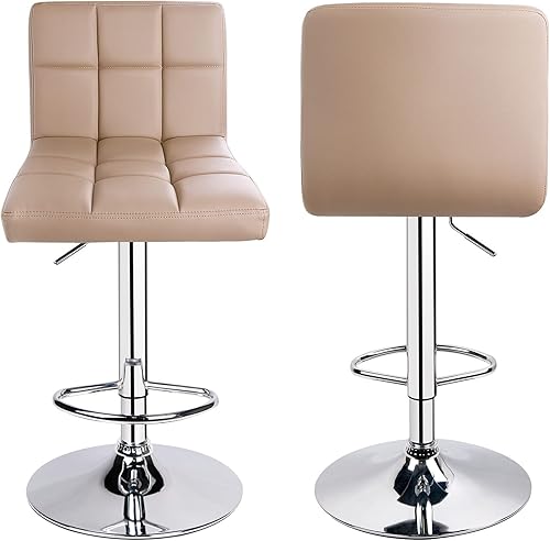 Miniatura 44 de Taburetes de bar de leopardo, moderno taburete giratorio ajustable de piel sintética con respaldo, juego de 2 (gris) Gris,Negro -,Caqui,Blanco,gris