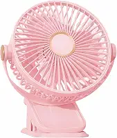 Ventilador de Mesa Portátil USB 3 em 1 Recarregável com LED, 5 Velocidades, 360° e Silencioso Para Escritório, Home Office, Quarto e Viagens (Rosa)