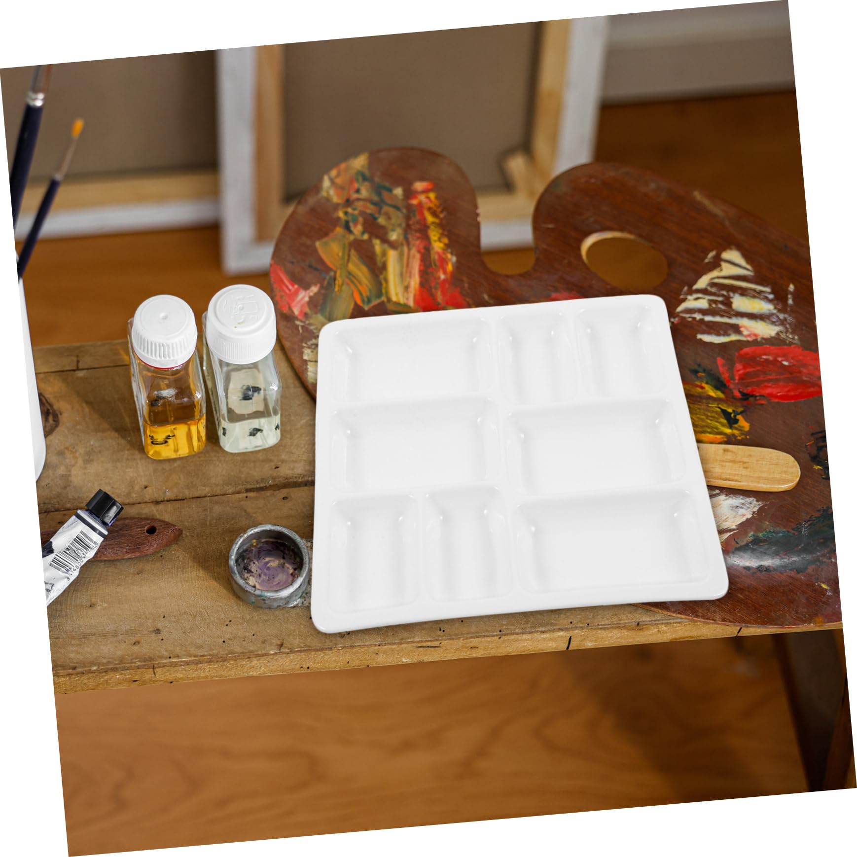 Keramikfarbpalette Für Aquarellmischungen Mit Quadratischen Näpfen Leere Aquarellpalette Als Pigmentschale Für Künstler Und Junge Mädchen