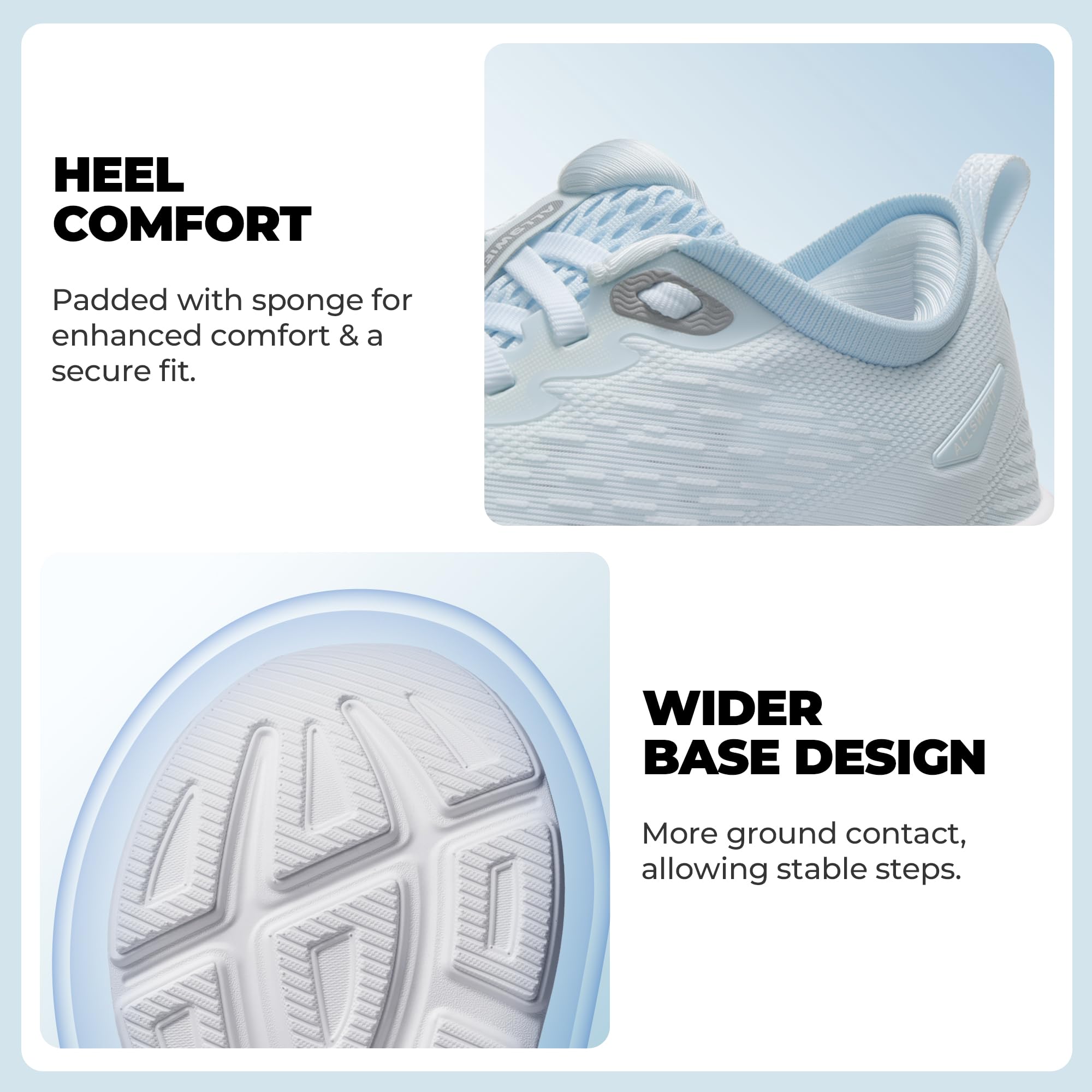 ALLSWIFIT Damskie buty do chodzenia, poduszka do biegania, tenisówki, antypoślizgowe, wygodne, oddychające, trening, siłownia, sport, sportowe, modne trampki, NIEBIESKI, 40 EU