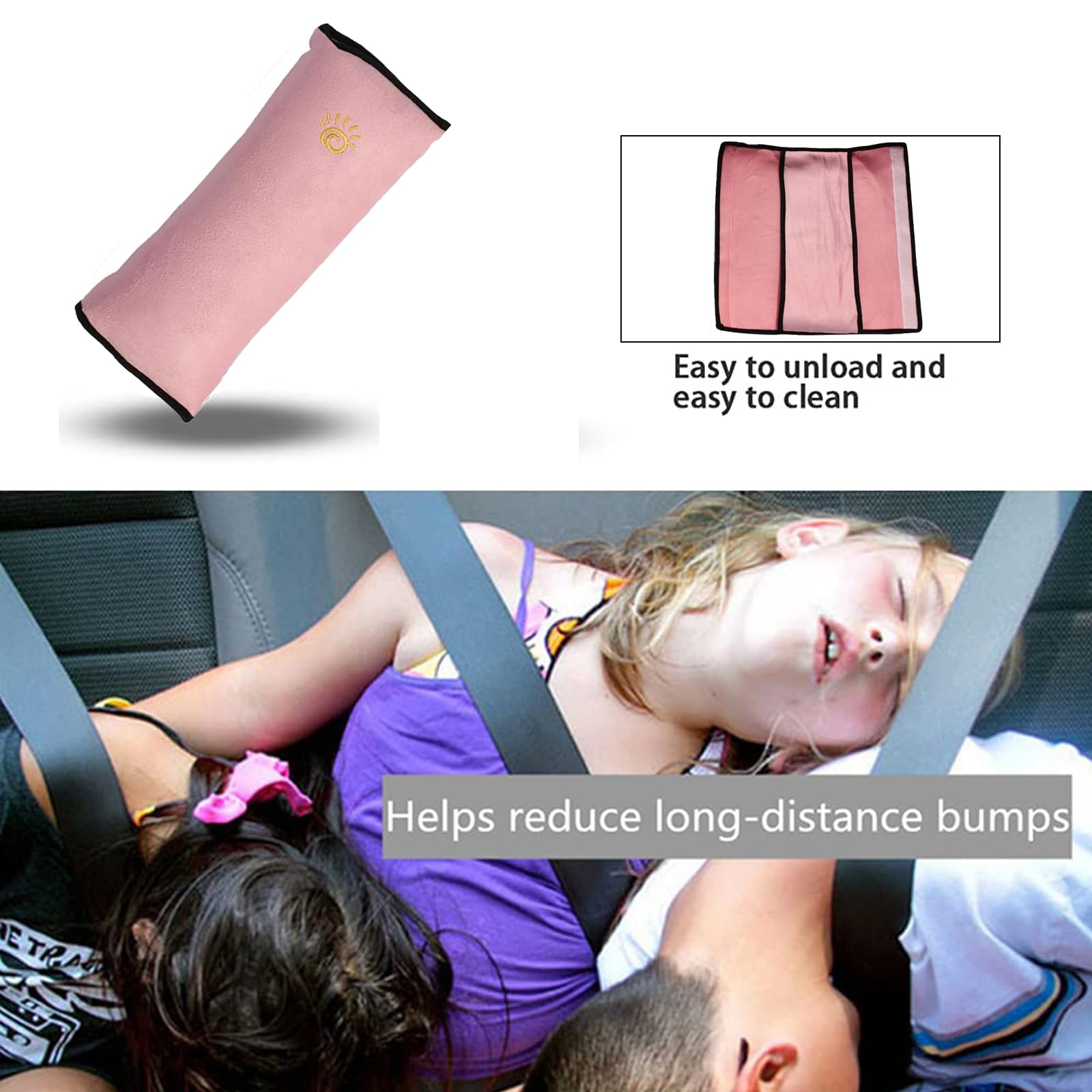 4 almohadillas para el cinturón de seguridad, 2 almohadillas extraíbles para el cinturón de seguridad del coche 2 almohadillas protectoras(rosa)