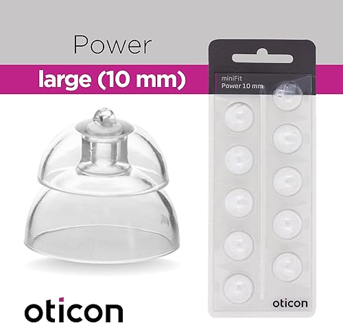 Miniatura 2 de Oticon MiniFit Power (0.394 pulgadas - Grande) 10 domos, repuesto original del fabricante original de Dinamarca, cúpulas para audífonos Oticon