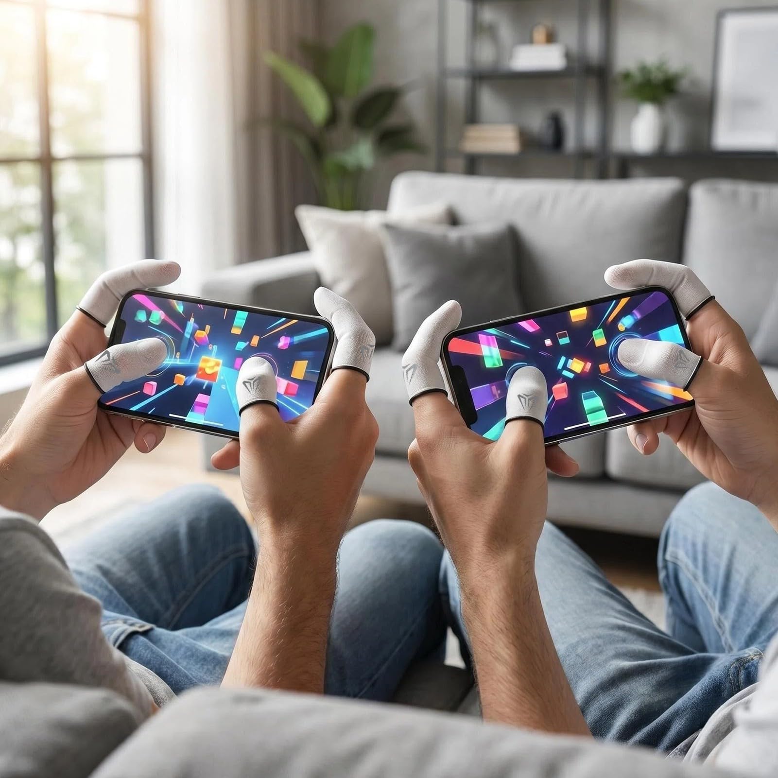 Gaming Finger Sleeves 8 Pièces, Protege Doigt pour Gaming Respirant et Anti-Transpiration pour Écran Tactile Protège-Doigts Haute Sensibilité pour PUBG/Out Mobile Gaming sur Android et iOS