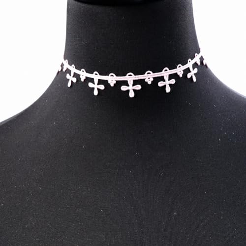 Pink Lace Choker Necklace Set, 10 Pieces4