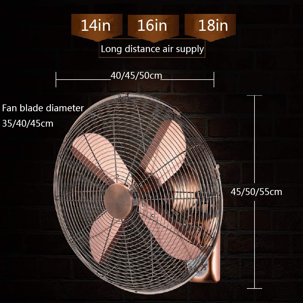 Ventilador oscilante de pared con mando a distancia, diseño retro industrial, 3 velocidades ajustables para el hogar y el taller