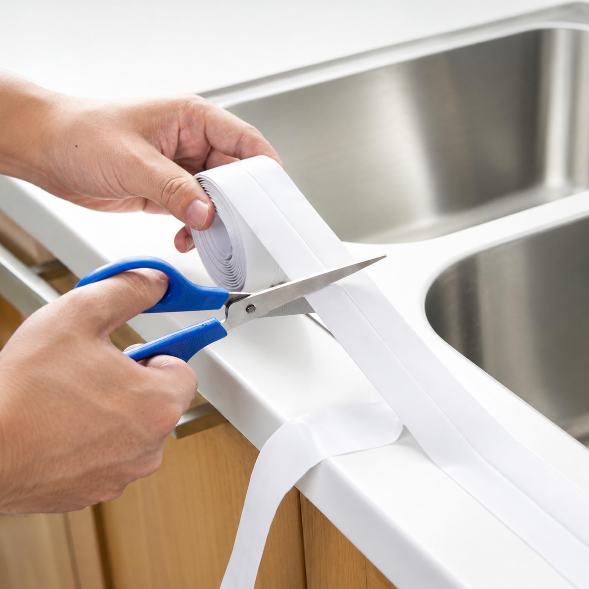 Calessier 3,2 m Sızdırmazlık Bandı, Kendinden Yapışkanlı Su Geçirmez PVC Kenar Bandı, Mutfak Banyo Fayans Derz Boşlukları İçin Su Sızdırmazlık Şeridi