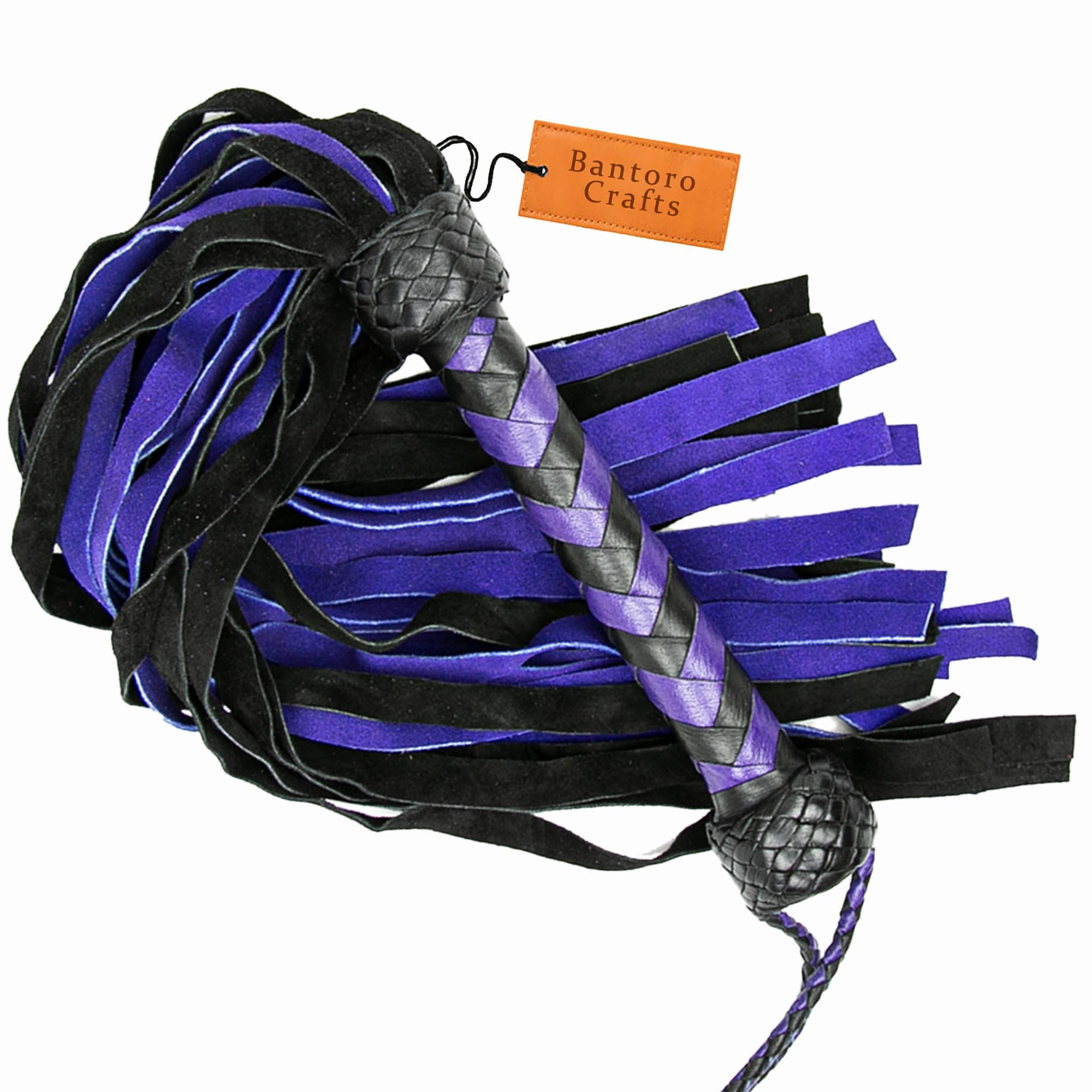30 chutes en cuir de qualité supérieure pour bondage BDSM et impact érotique fouet violet et noir Thuddy Flogger