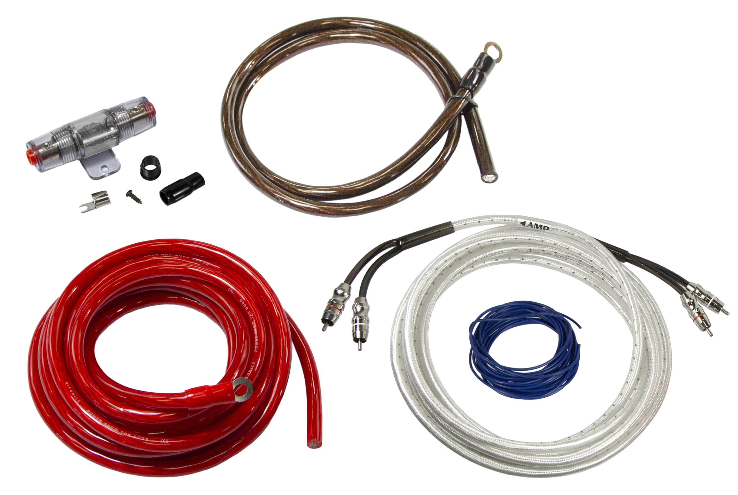 Hifonics HFX16WK Kit d'installation Premium 16 mm² avec cosses plaquées or et porte-fusible ANL Mini avec fusible ANL 80 A