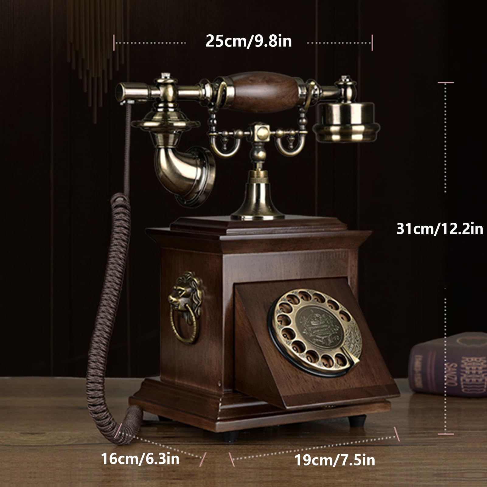 Telefono Fisso retrò con Filo E Tastierino Rotante, Classico Telefono da Scrivania Vintage Vecchio Stile per Casa/Ufficio/Hotel, Regalo Antico con Filo per Anziani