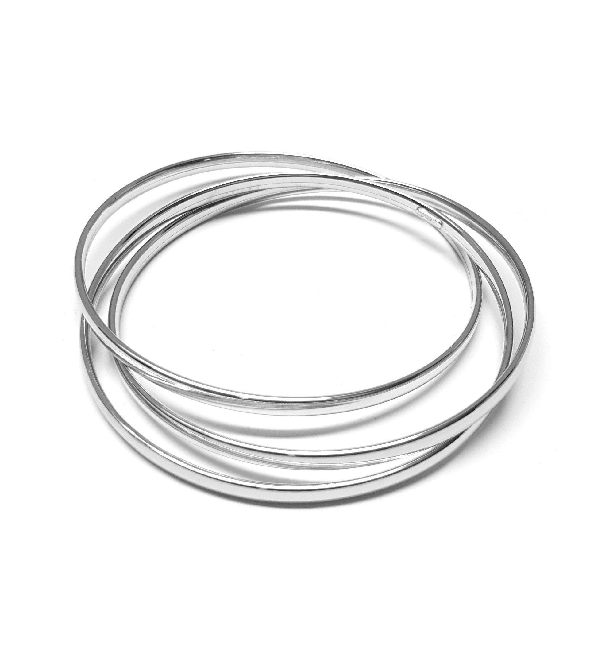 Linea Italia Gioielli - Bracciale Da Donna In Argento 925 con Tre Cerchi Rigidi Intrecciati - Made in Italy certificato