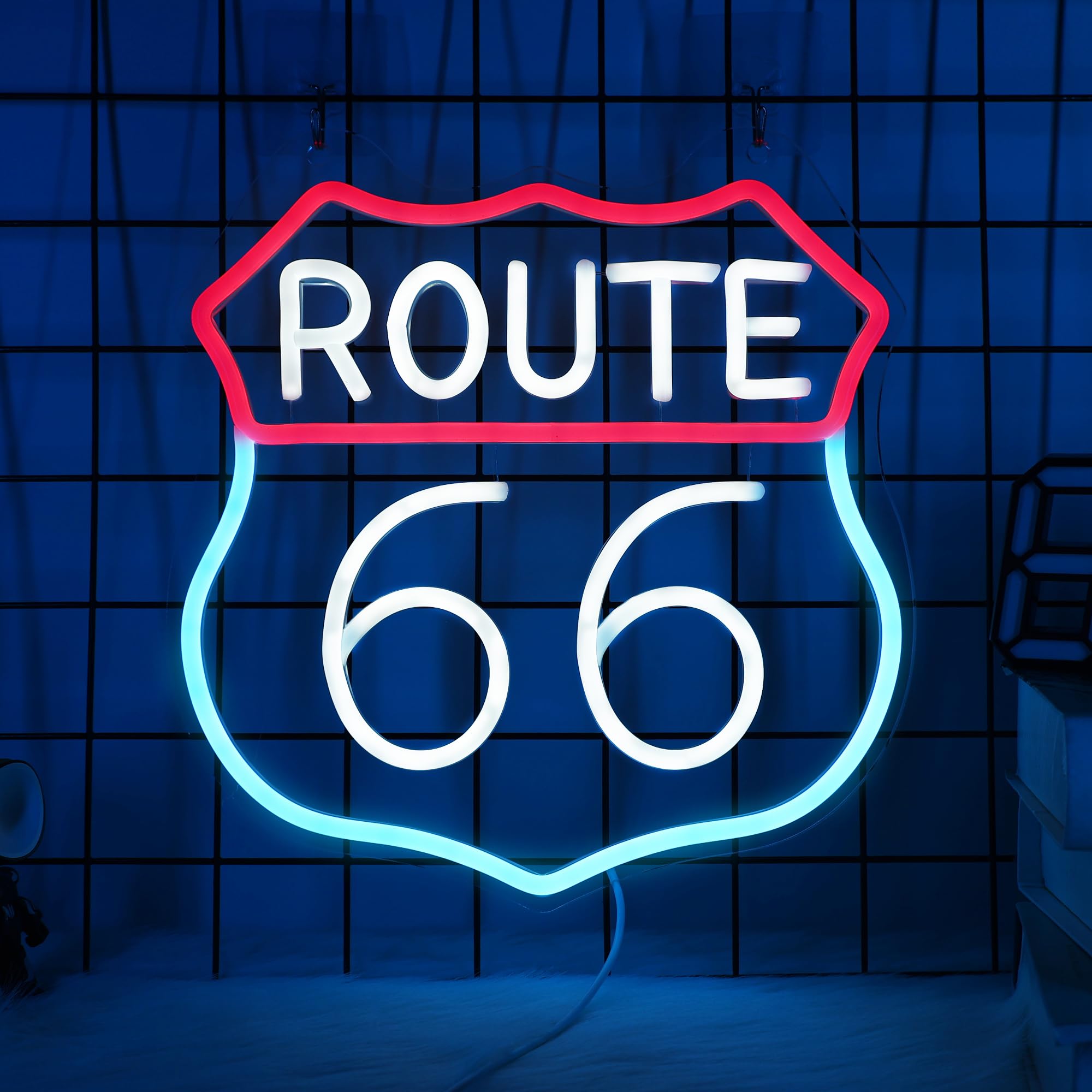 CoolGift Mart Route 66 Neon Sign, LED Light Room Decor USB Powered, for Bedroom Living Room Gaming Room Man Cave Home Party Birthday Gift for Family Friends Kids