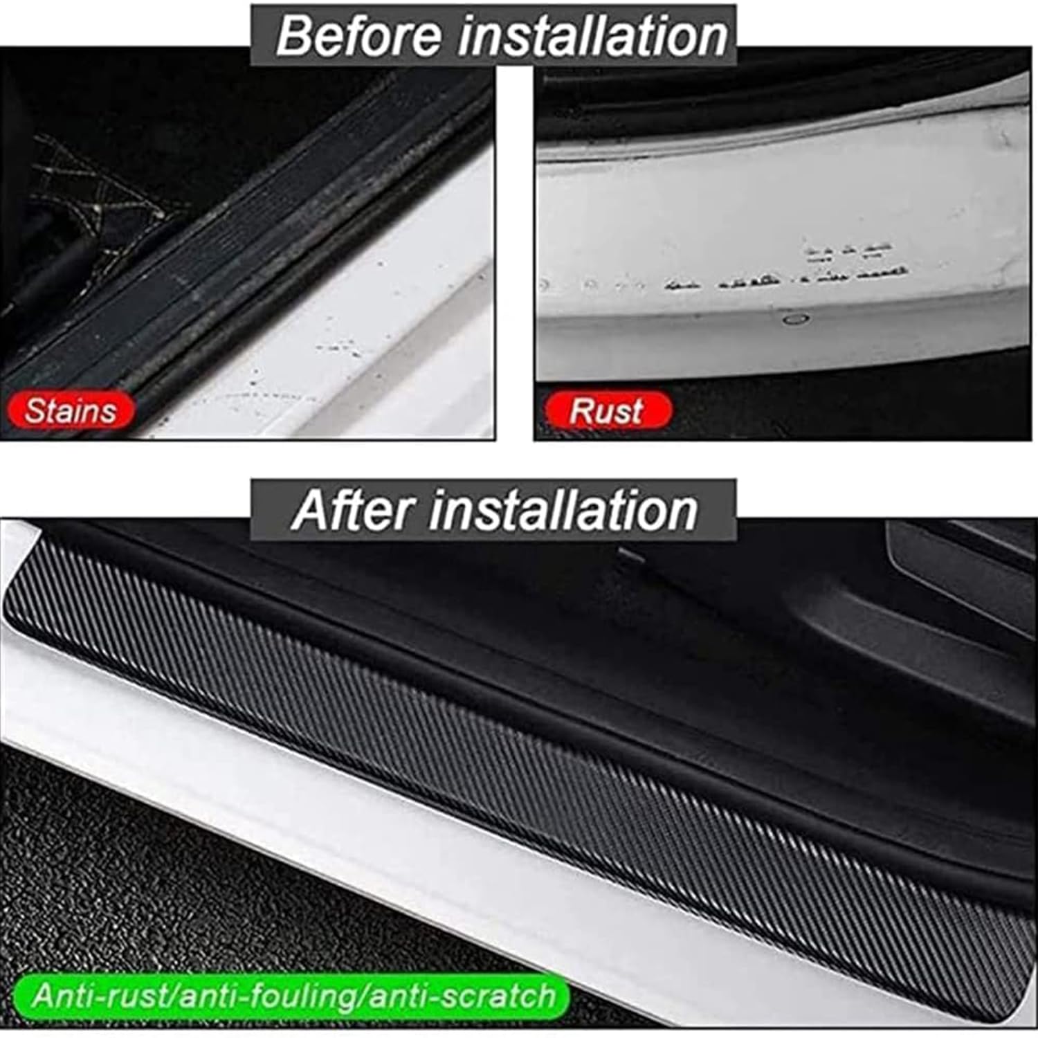 Generico 4 Pezzi Auto Fibra di Carbonio battitacco Protector Sticker per Fiat Ducato, Anti-Graffio Scuff Adesivi Styling Protezione Accessori