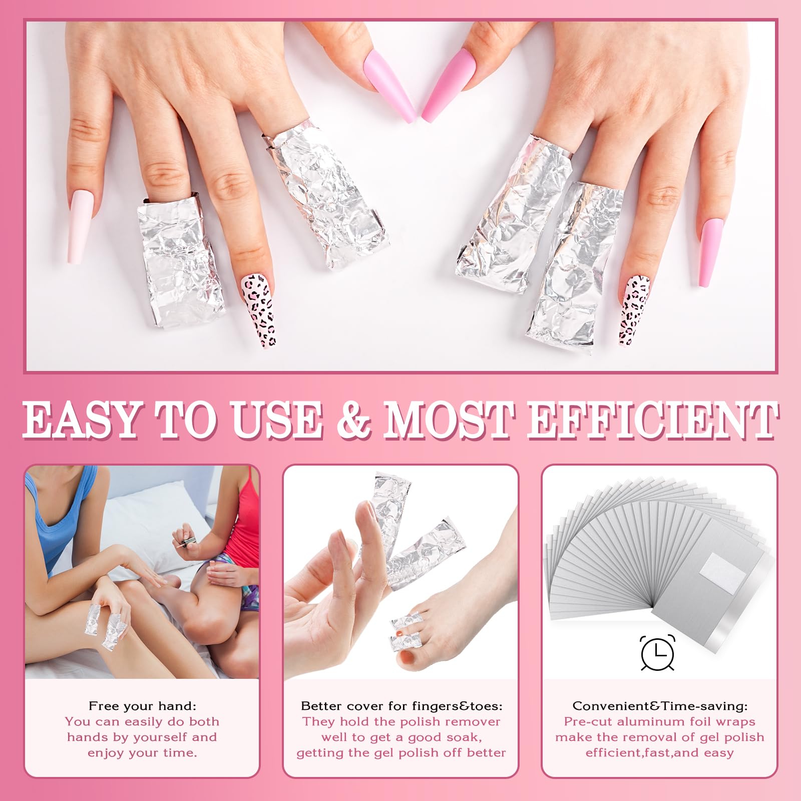200 envolturas de uñas de aluminio para eliminación de polvo de inmersión acrílico, kit de removedor de esmalte de gel con 1 empujador de cutículas, 1 pelador triangular y 2 limas de uñas, 3