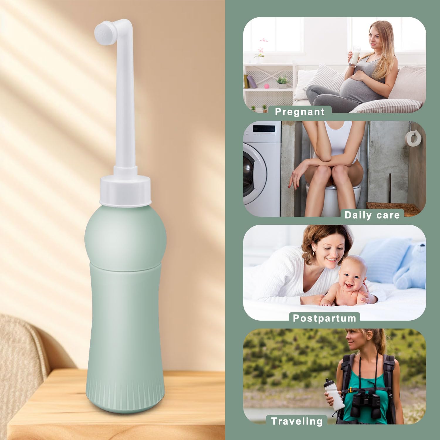 Prysznic 500 ml z etui podróżnym, wysuwany, przenośny bidet do podróży i domu – zastępuje wilgotne chusteczki, oszczędza papier toaletowy, higieniczny prysznic intymny Podusche dla kobiet w połogu