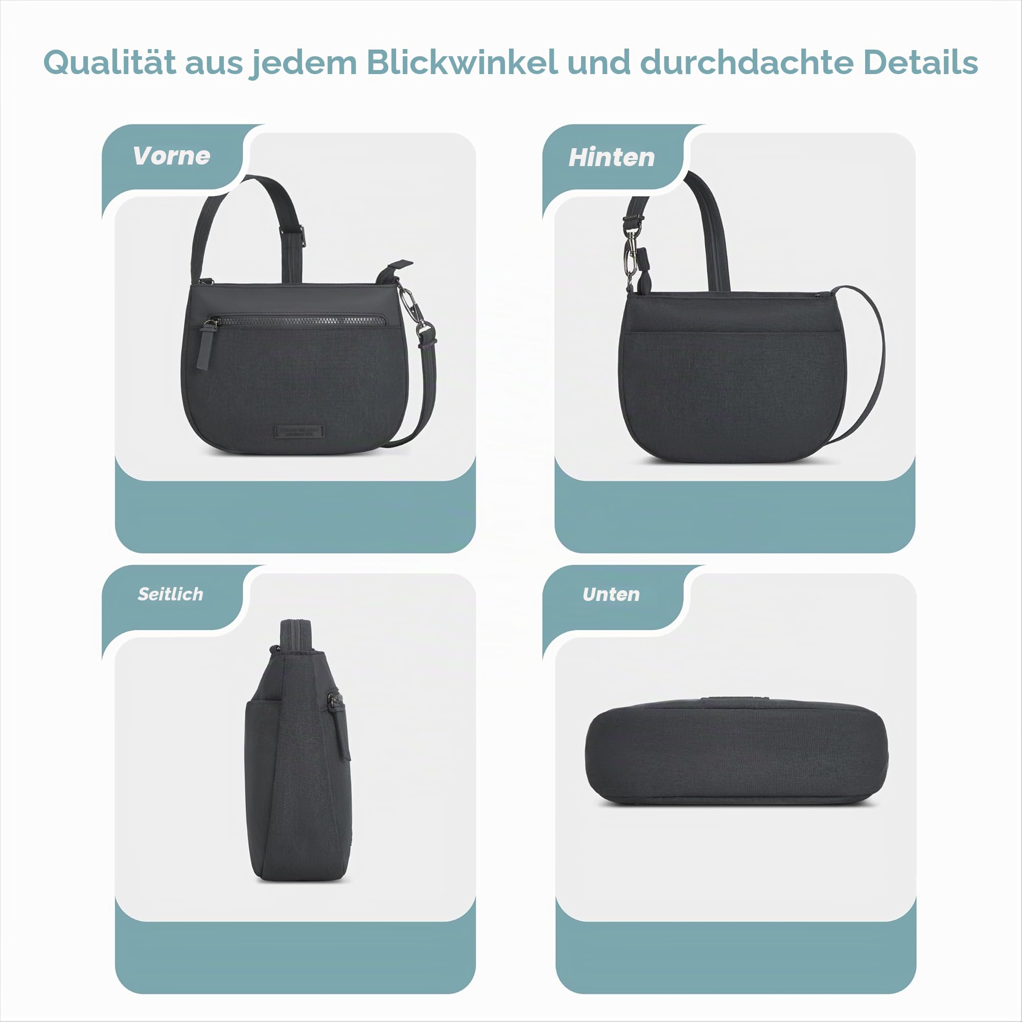 Travelon Unisex Anti-Theft Metro Saddle Crossbody Umhängetasche
