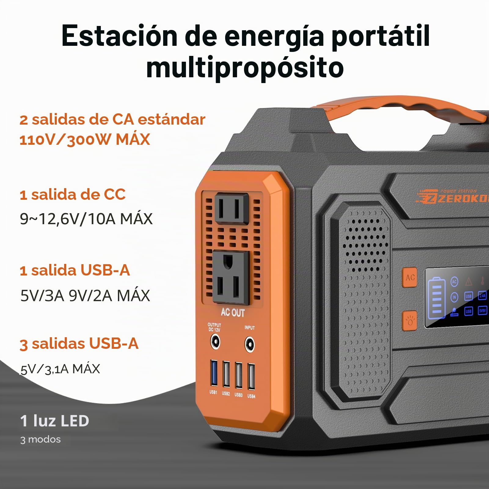 Generador solar portátil, estación de energía portátil de 300 W con panel solar plegable de 60 W, onda sinusoidal pura de 110 V, paquete de batería de litio de 280 Wh con salida de CA CC para uso en