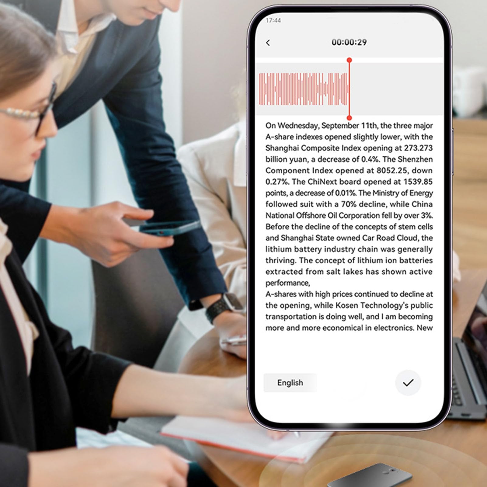 Zunate Grabadora de Voz con IA, Dispositivo para Tomar Notas con Transcripción y Resumen, Compatible con 112 Idiomas, Control Mediante Aplicación para Clases, Reuniones y Llamadas. (8GB)