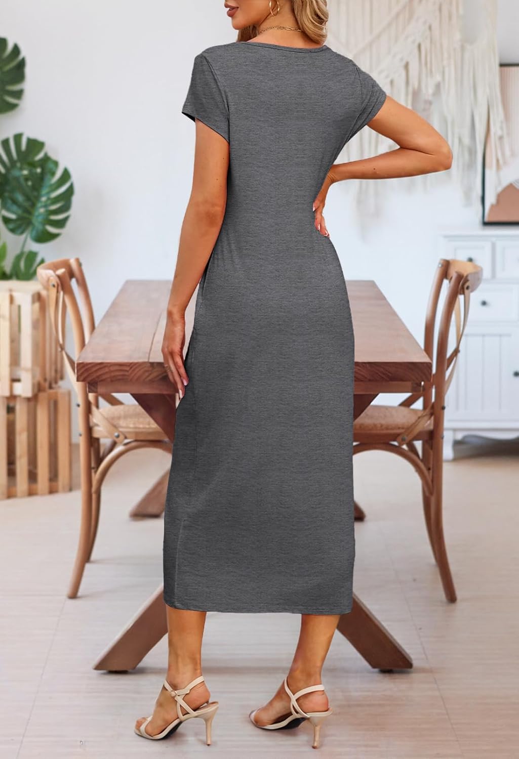 MEROKEETY Women's 2026 Summer Casual Tshirt Dress Short Sleeve Crew Neck Beach Long Maxi Dresses - Image 7