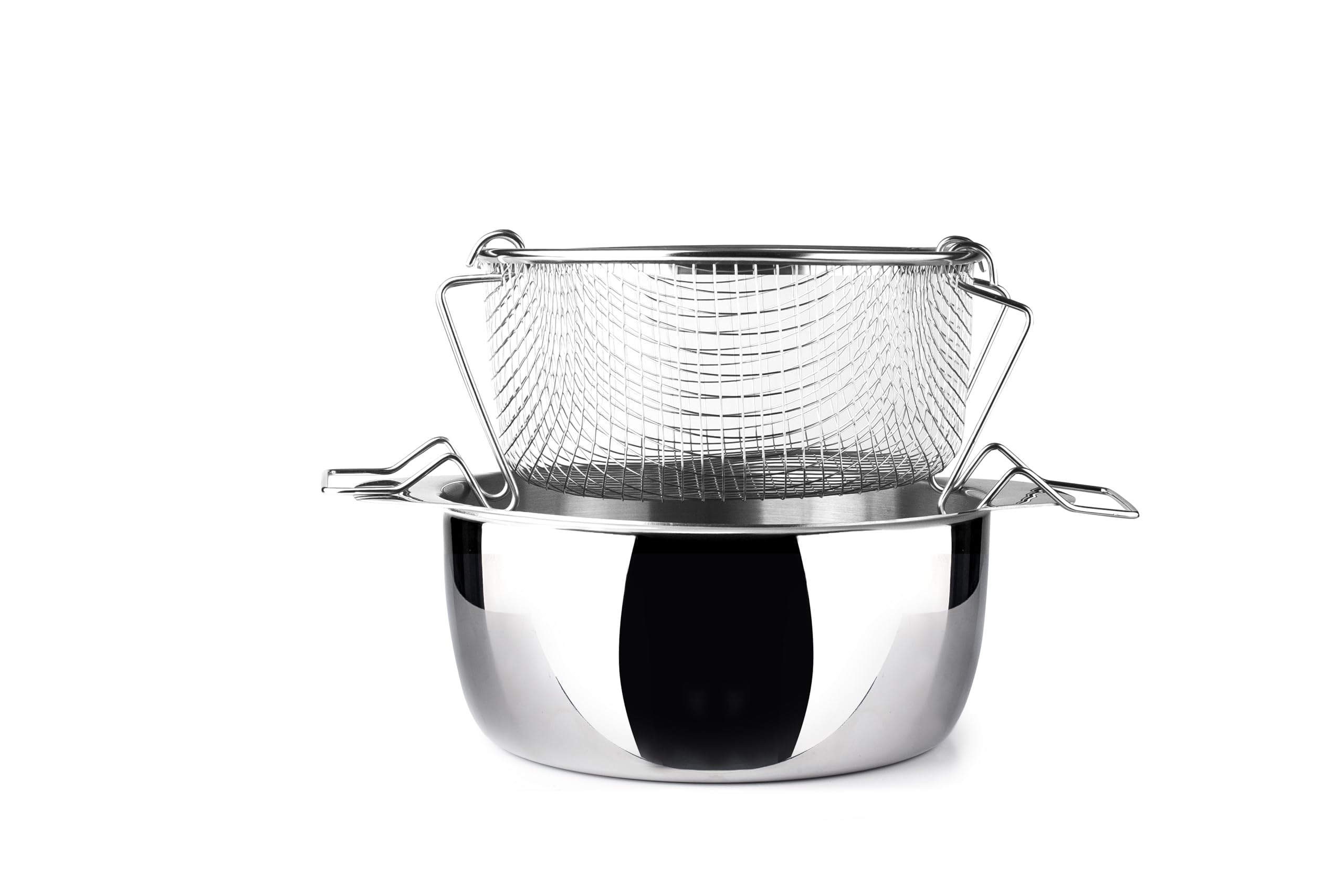IBILI - Freidora con cestillo y tapa induktion, 20 cms, Acero inoxidable, Apto para induccion