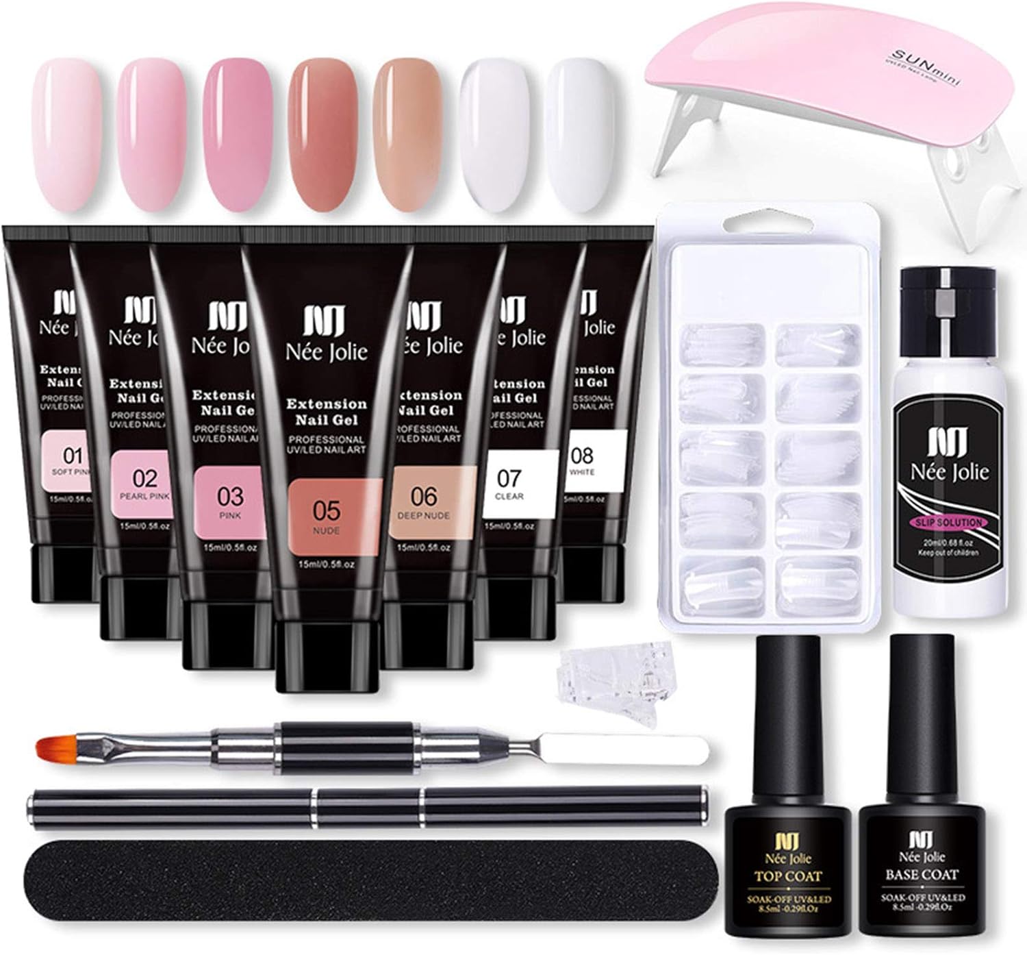 Nee Jolie 15ml Extension Gel Nail Kit with Mini Nail Lamp UV Extension