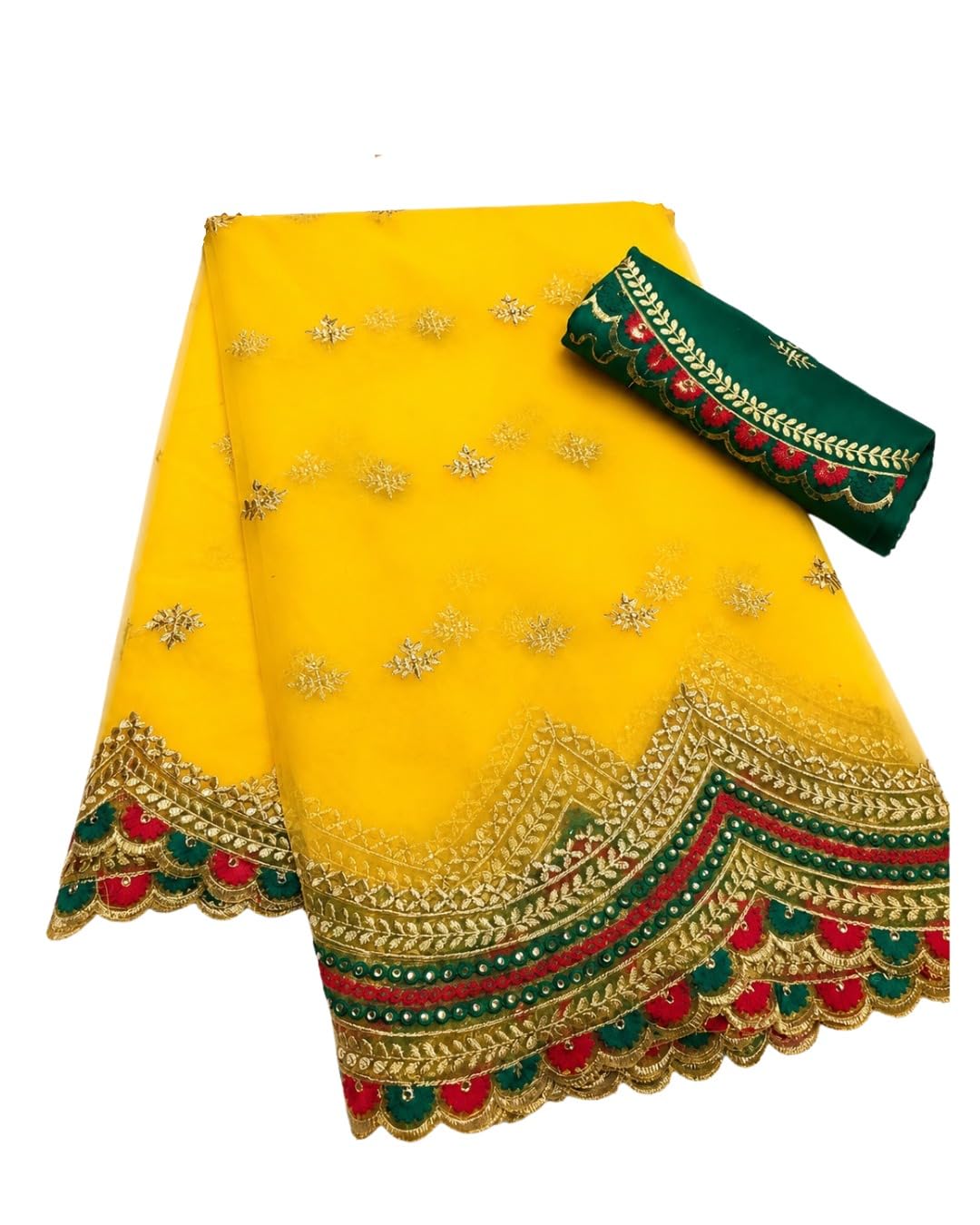 Women’s Designer Net Saree with Embroidered Work Twill Net Fabric Saree with Banglori Silk Blouse Piece Saree (Free Size, 5.4m + 0.8m)-image-29