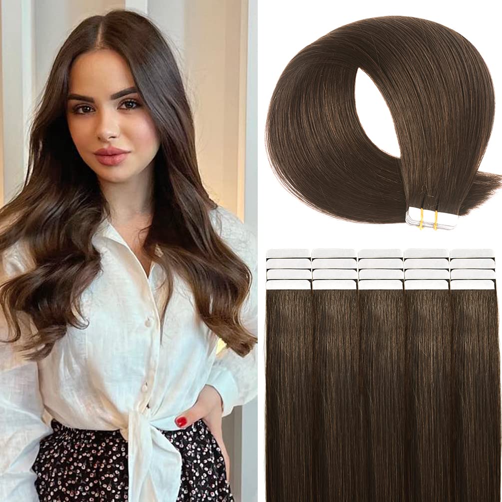 Amazon.com : Tape in Hair Extensions Human Hair, 20pcs 22  display picture 2