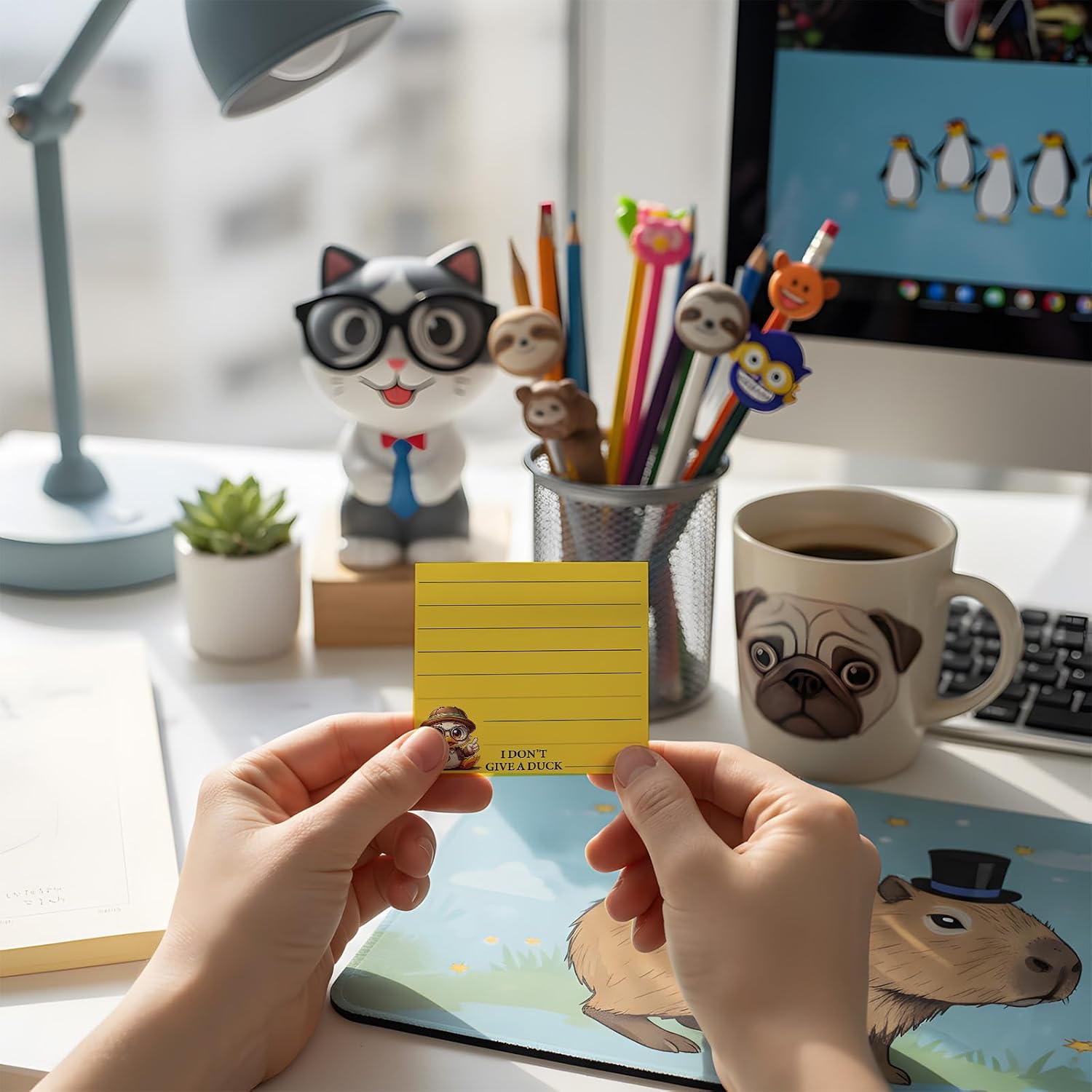 Funny Gifts Sticky Notes - 9 Pack Funny Animals Notepads for Work, Fun Sarcastic Self-Stick Memo Pads for Coworkers, Office Supplies School Stationery for Students Teacher Office Staff Employee image 2