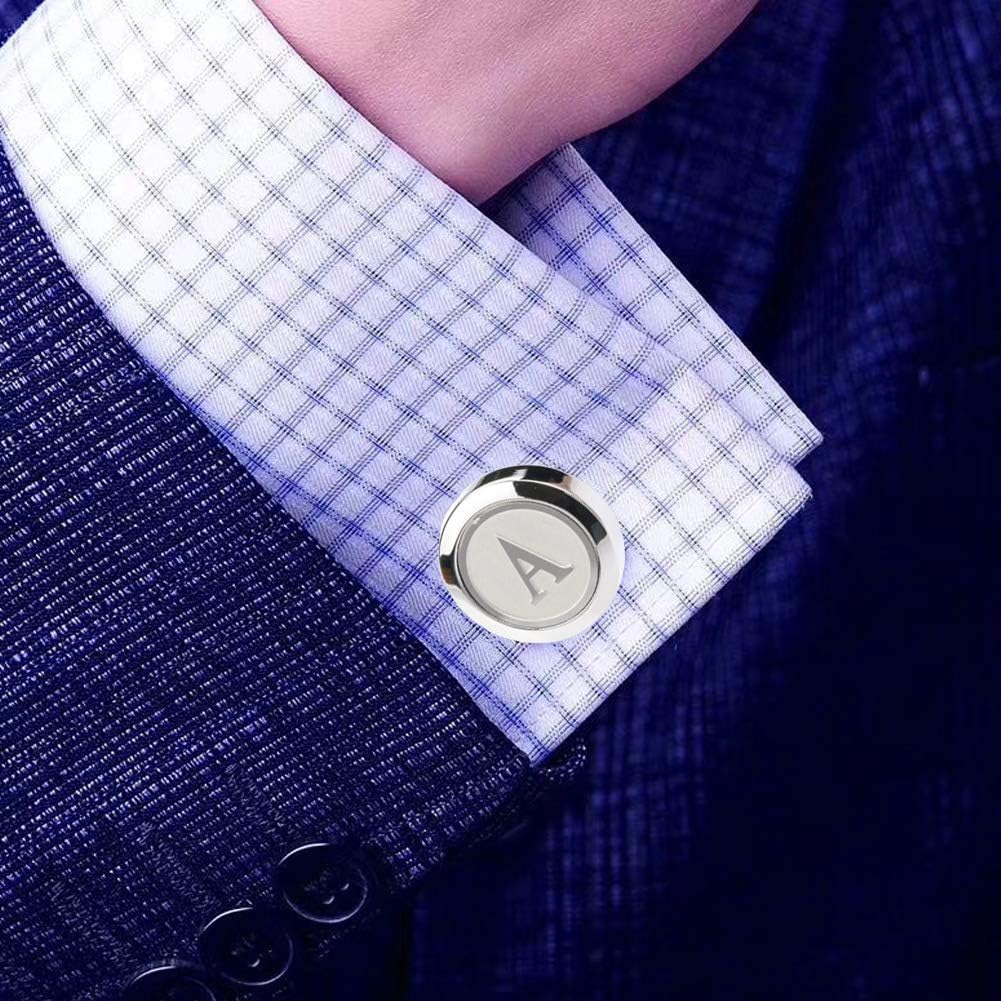 Mens Classic Stainless Steel Initial Cufflinks 26 Alphabet Initial Letter Cufflinks Business Wedding Shirts A-Z - Image 4