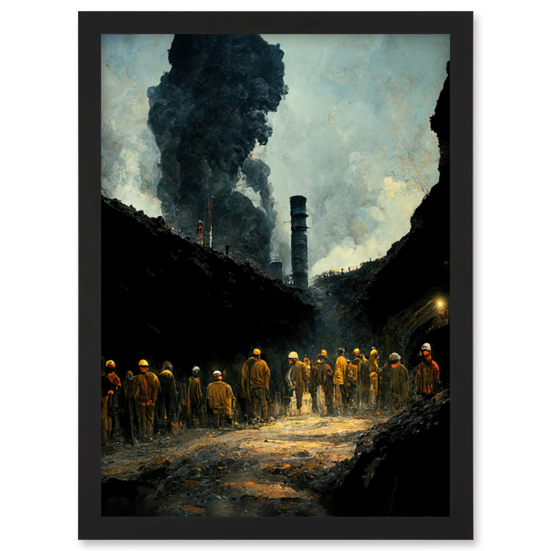 Doppelganger33 LTD Coal Miners Colliery 1972 South Wales UK Artwork Framed Wall Art Print A4
