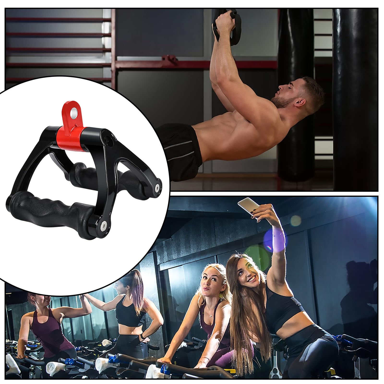Accessori da Palestra Maniglie Palestra, Triangolo Pulley per Tirare Fitness Maniglia per bicipiti e tricipiti, Triangolo Impugnatura Parallela，Palestra Accessori