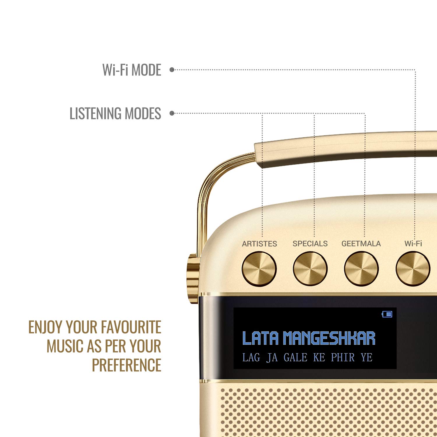 Saregama Carvaan 2.0 SC131 – Lettore Musicale Digitale Portatile, Colore Oro - Foto 4