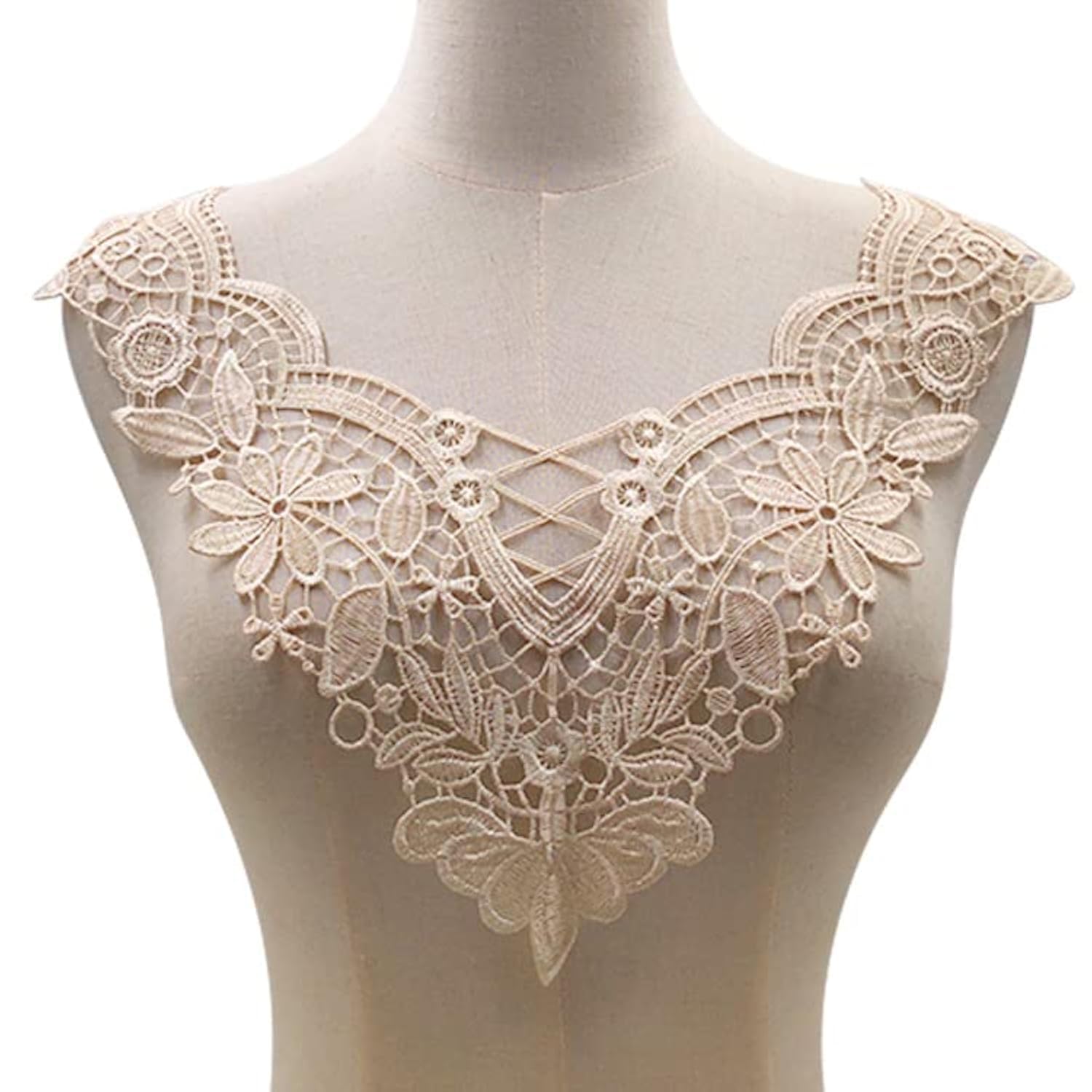 Applicazione Colletto In Pizzo Blu Scuro Con Ricamo 3D – Motivo Floreale Per Abiti Fai Da Te, Abiti Da Sposa E Progetti Di Cucito - 3
