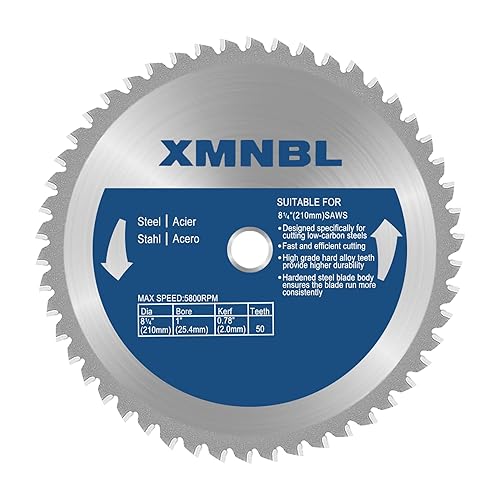 8-1/4-Inch Metal Saw Blade,Compatible with Evolution 8-1/4-Inch Metal Cutting Saw,Replacement for Evolution 8-1/4BLADEST Steel Saw Blade, 50 Teeth,5/8 Inch Center Shaft