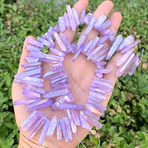 Miniatura 2 de 1 hebra Adabele - Cuentas sueltas de cuarzo de cristal curativo natural natural de 15 pulgadas, punta perforada de 15 pulgadas, violeta tanzanita AB