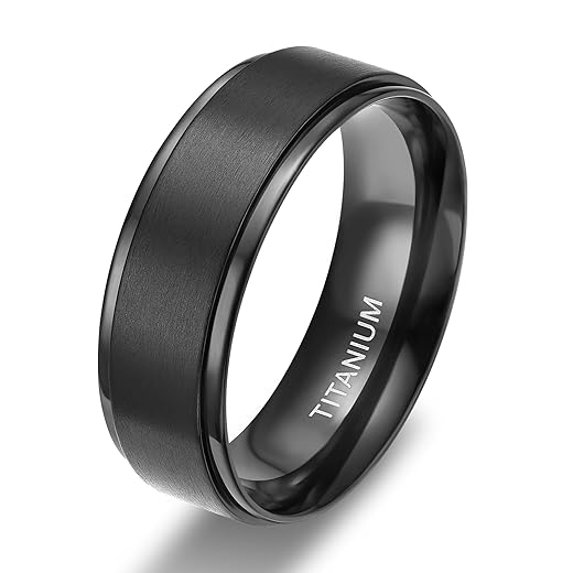 TIGRADE Black Titanium Wedding Band