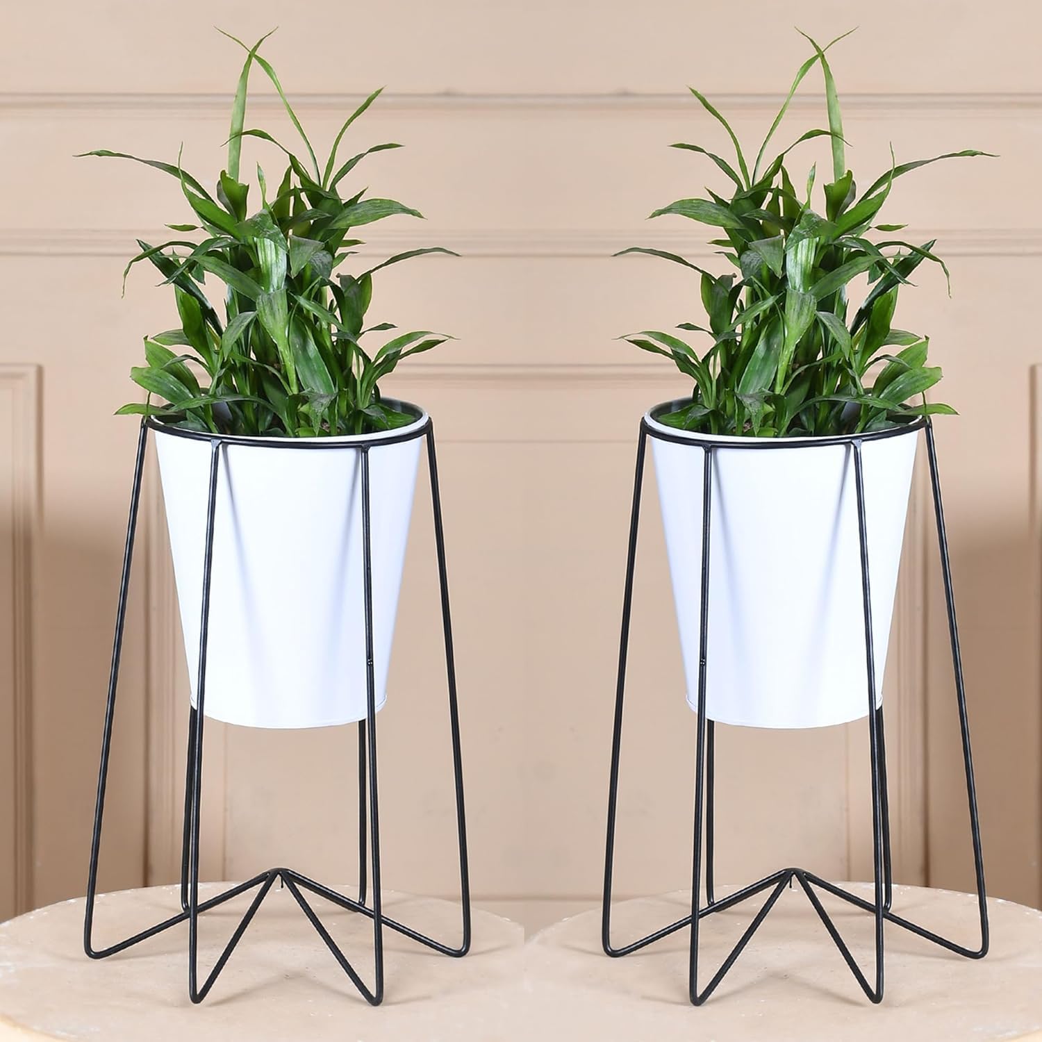 Kuber Industries Planter | Plant Stand for Home | Planter Pot Stand for Outdoor | Plant Stand for Living Room | Gamla Stand For Home | Metal Pot Stand With Bucket Planter | Set of 2 | White (B0CXJ34ZSV) Amazon Price History, Amazon Price Tracker