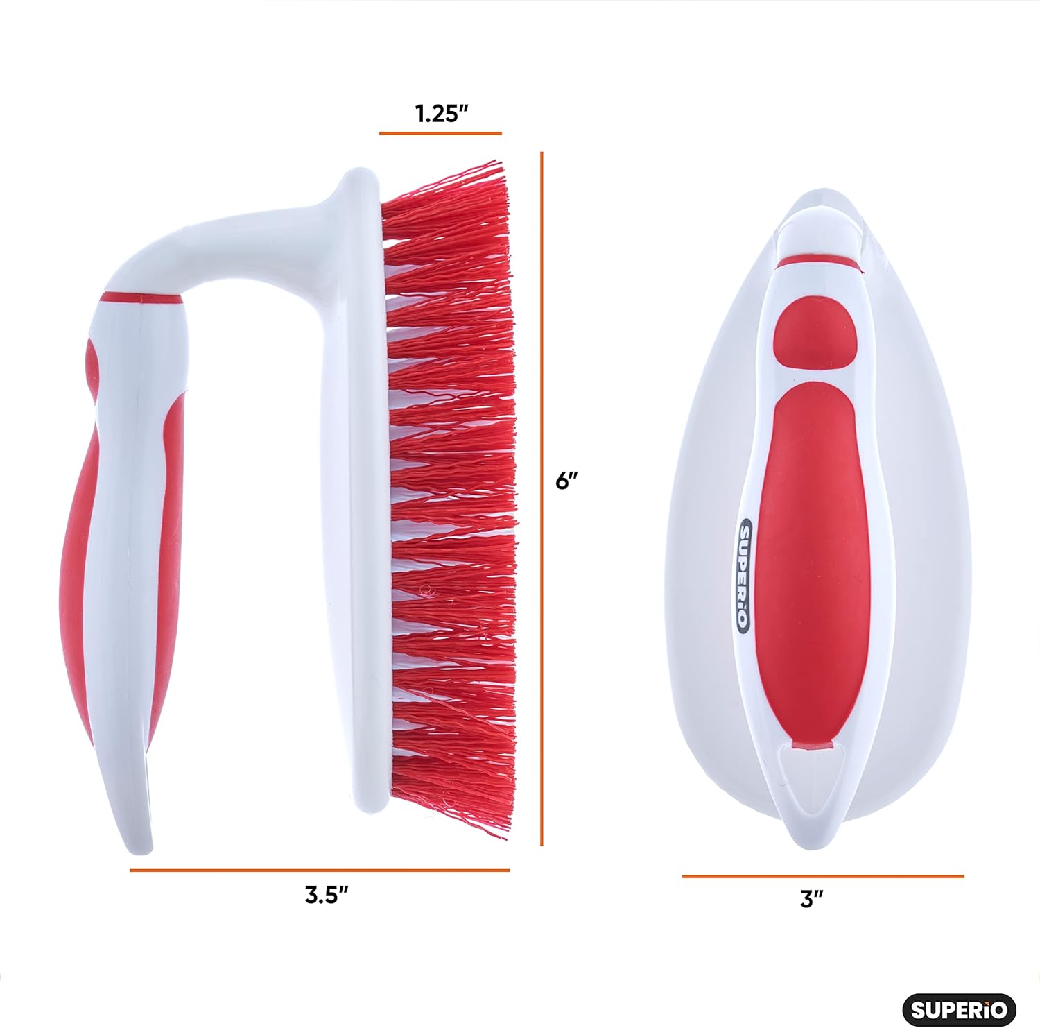 Up To 40% OFF Superio Utility Scrub Brush with Stiff Bristles and Comfort Grip Handle Household Scrubber Heavy Duty for Home, Kitchen, Bathroom, Shower, Sink, Toilet, Hot Tub, Carpet (Red)