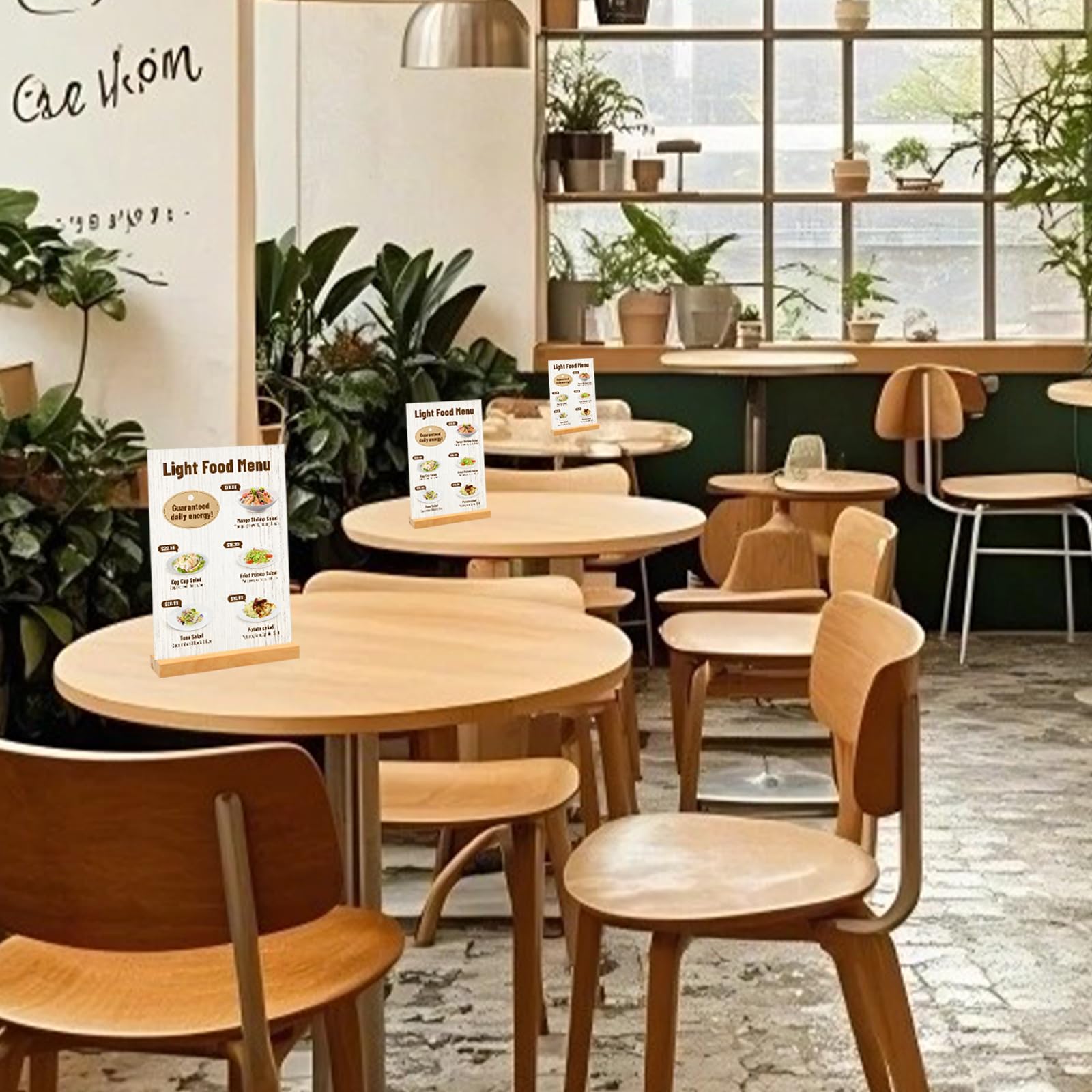 Lot de 6 Présentoirs de Table A5, L/T Forme Plaque en Acrylique A5 Support Affiche, Double Face Porte-menu avec Base en Bois, Porte-feuille pour Exposition Café Bureau école-15*21CM