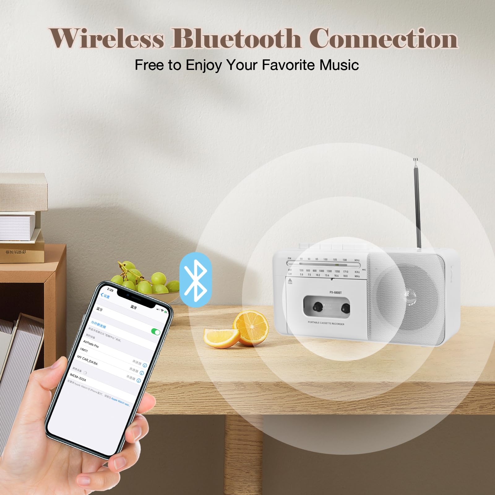 Portable Cassette Tape Player Recorder,AM/FM/SW Radio Stereo With Bluetooth,USB/SD, Big 10W