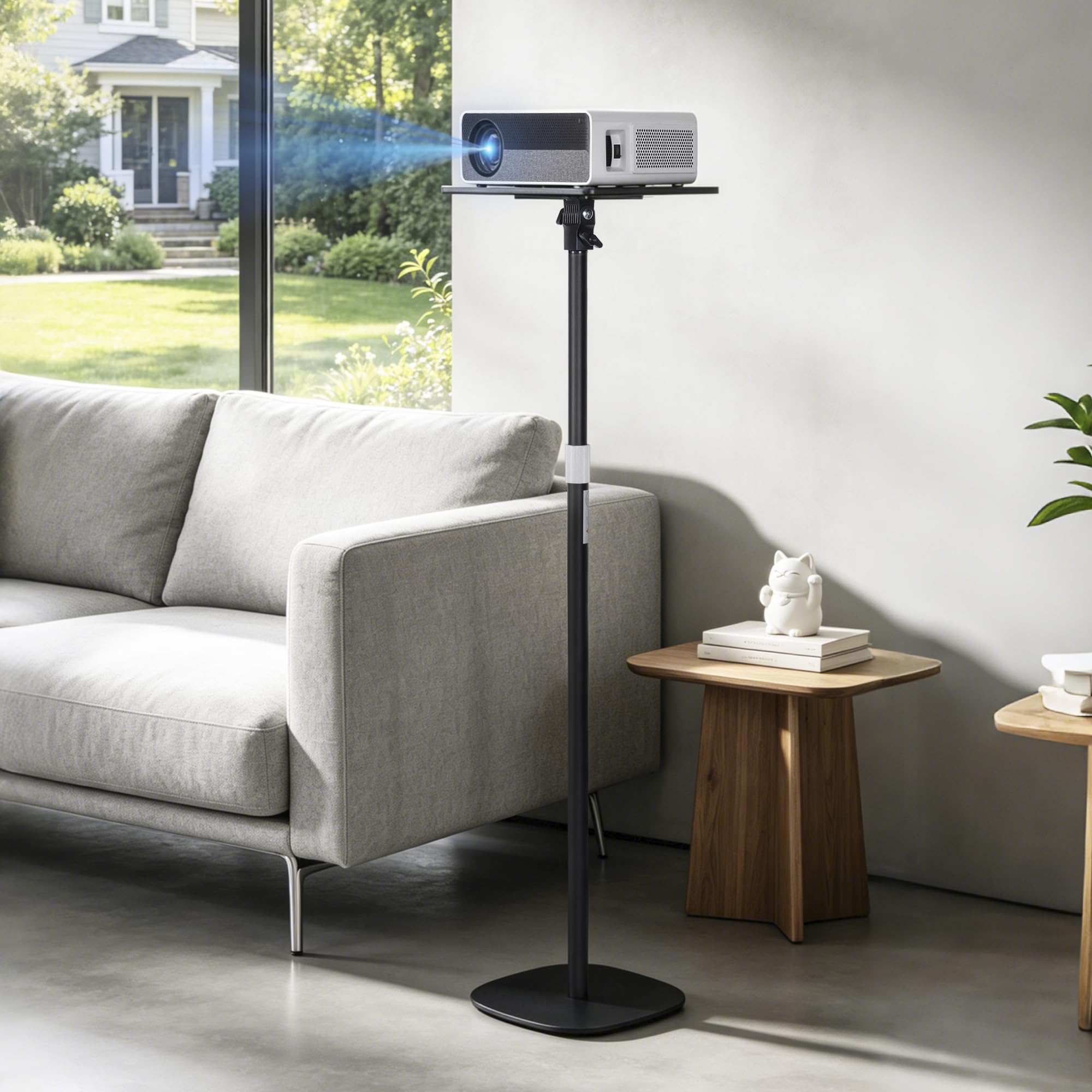 AKOZLIN Projektorständer, höhenverstellbar 57-129 cm, Metall | Belastbarkeit 8 kg, 360° drehbar, Bodenständer, Kompatibel mit DJ-Regal/Kamera/Laptop