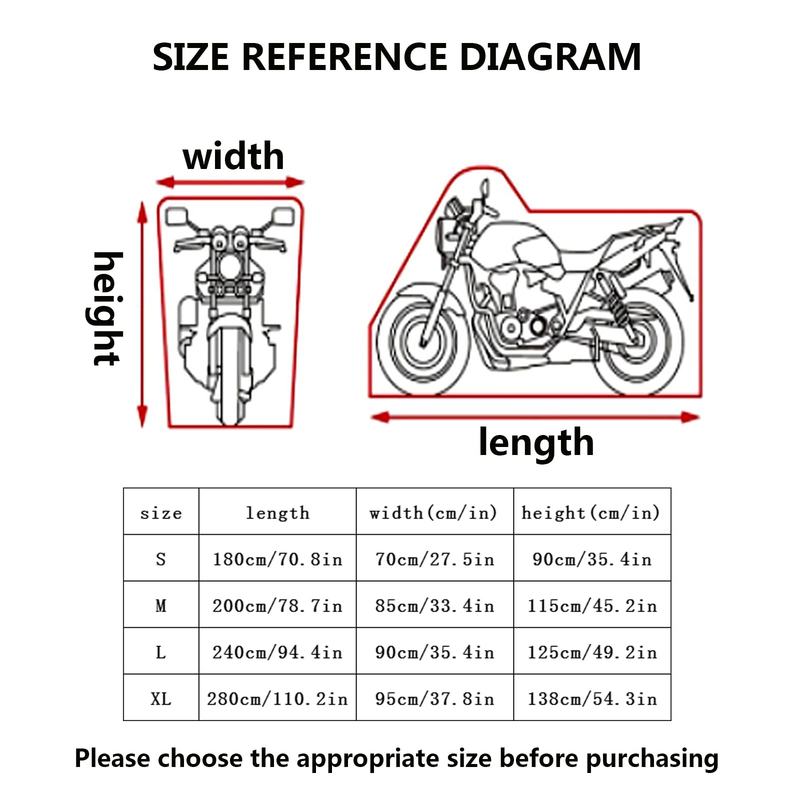 Copertura universale per moto impermeabile per tutte le condizioni atmosferiche, copertura per scooter da esterno, pioggia, sole, UV, polvere, antivento, protezione riflettente notturna con custodia