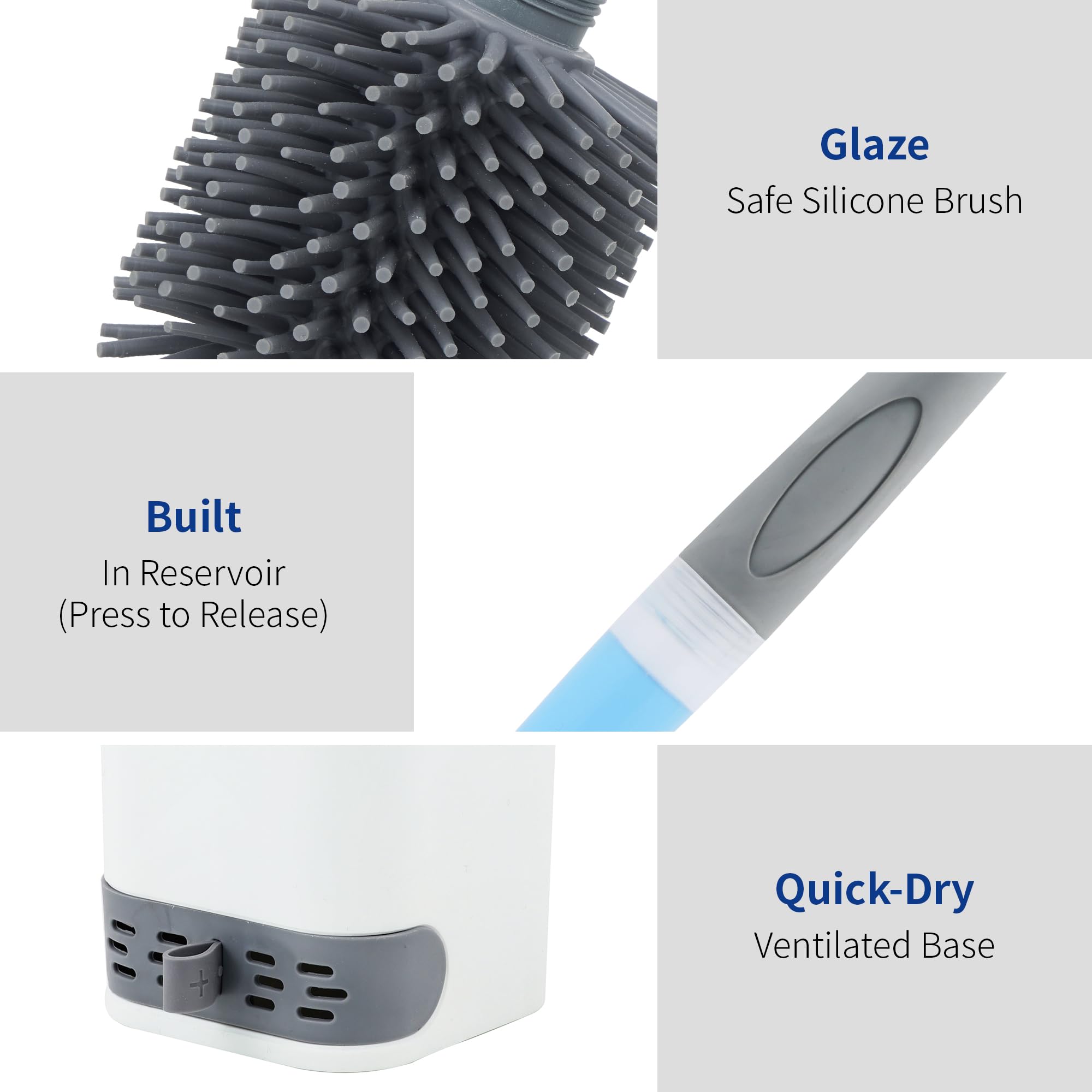 Cepillo de baño WC de Silicona CHICGADGETS, Cepillo y Soporte para Inodoro, Sistema de Limpieza Integrado, Almacena y Libera Agentes de Limpieza, Antibacteriano, Antigoteo, Secado rápido, Inodoro — view 3