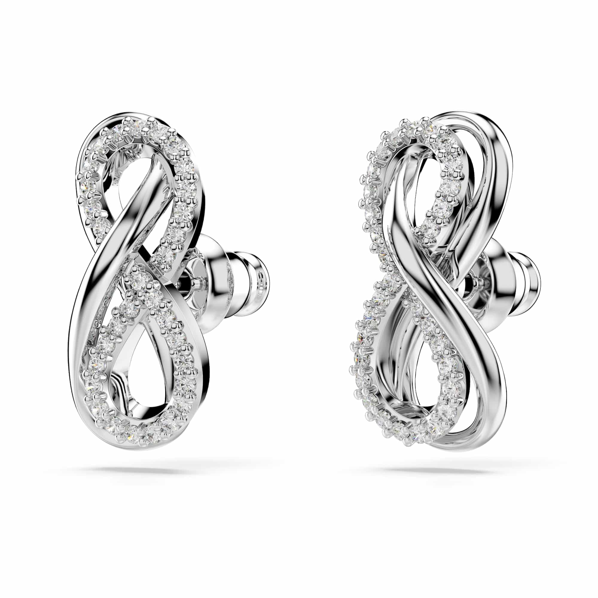 Swarovski Kolczyki zapinane na sztyft Hyperbola, Nieskończoność, Białe, Powłoka z rodu