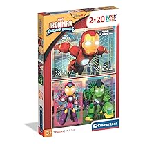 Clementoni – Puzzle per Bambini 2×20 Pezzi Supercolor, 3+ Anni, Illustrazione con Marvel Iron Man and his Awesome Friends, Idea Regalo, Made in Italy, 27×18,5 cm, 24828