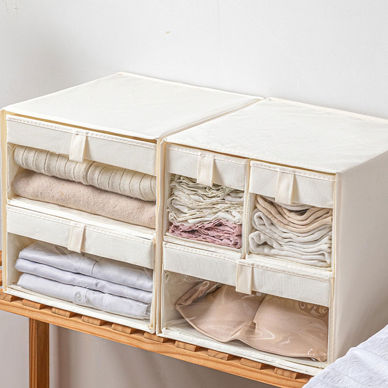 Instants Assembly Stoff Schubladen Organizer, faltbar, für Schlafzimmer, Kommode, Aufbewahrungslösung für den täglichen Gebrauch, stapelbare Aufbewahrungsbehälter