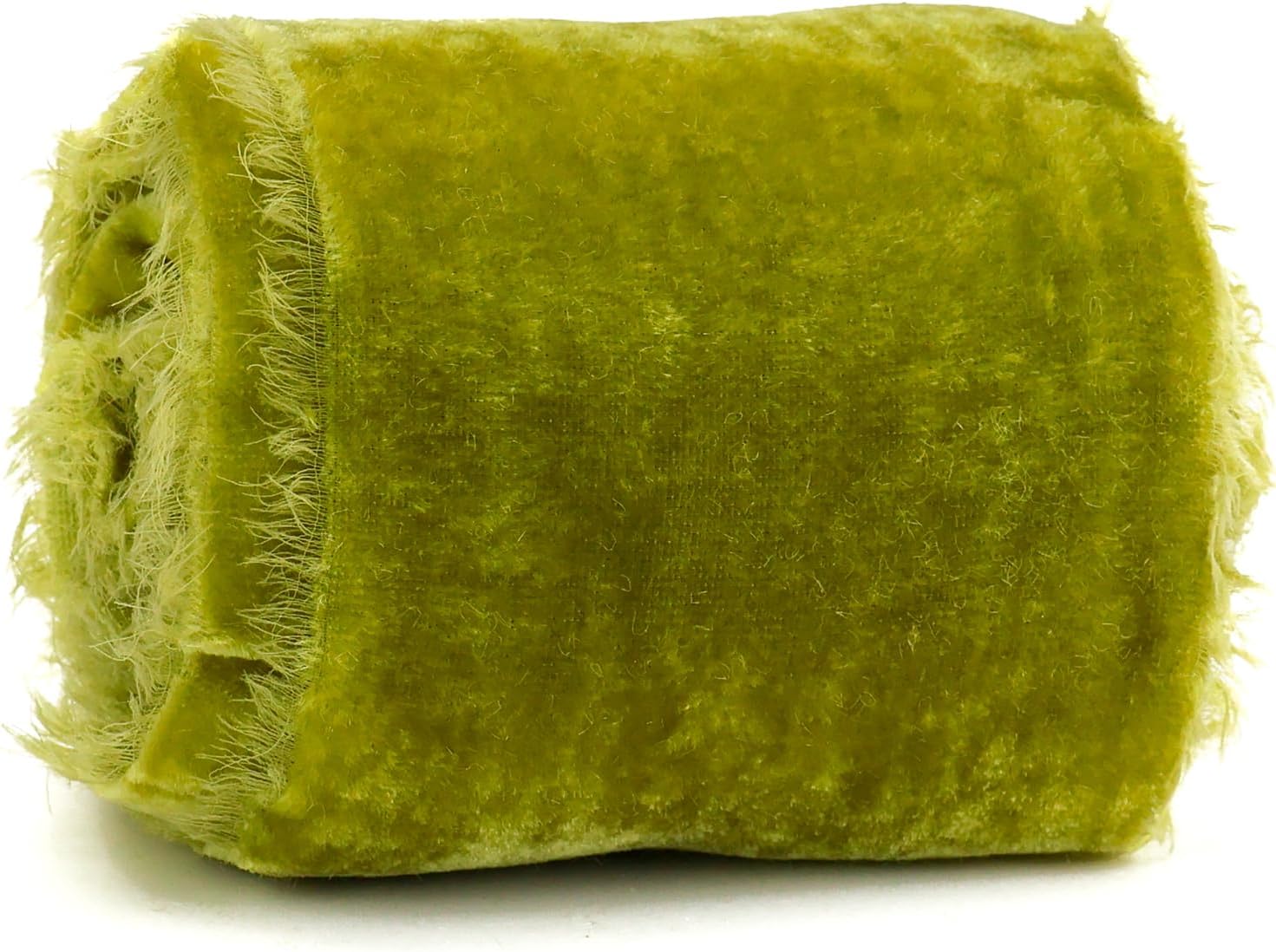 MEEDEE Moss Velvet Ribbon 3 Inch Moss Fringe Ribbons Raw Edge Silk Velvet Ribbon for Wreaths, Flower Bouquet, Photography, Dress Sash, Baby Shower, Wedding Decor (3 Yards)