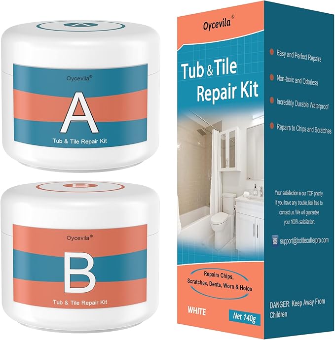 Tub Repair Kit White 3.7 OZ, Porcelain Repair Kit, Fiberglass Repair ...